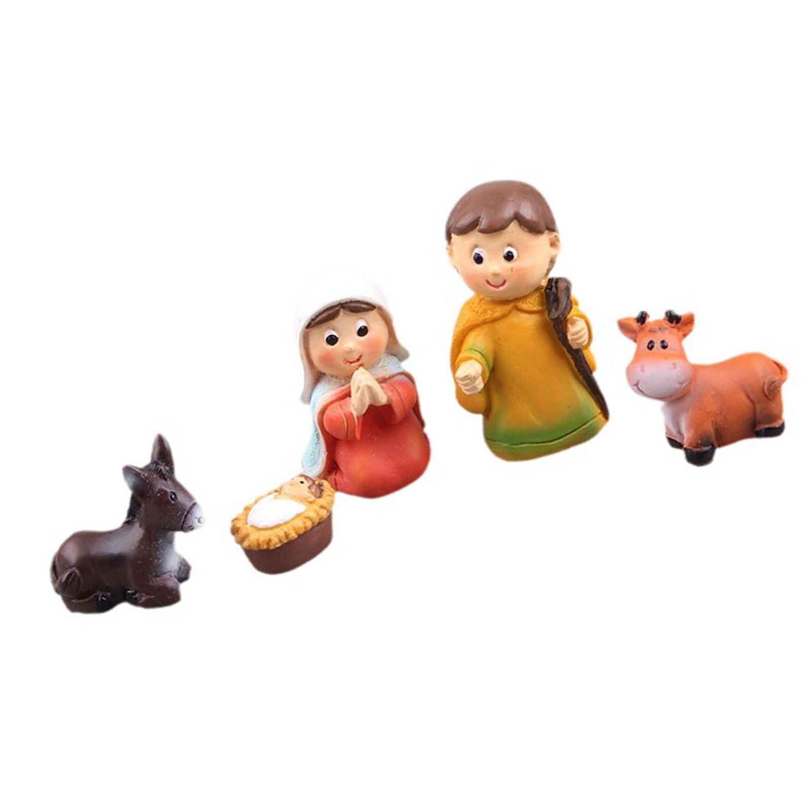 Nucelit Handcraft Nativity Scene Resin Holy Family Figurine Set for Christmas Decoration Religious Christmas Display Home Decors Nativity Scene