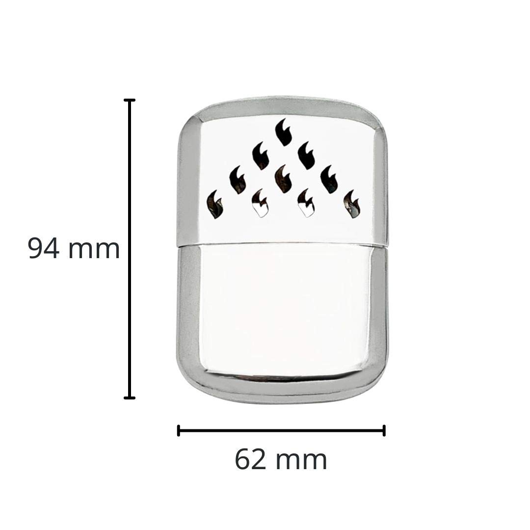 A-ONE 2 silberne Handwärmer (zehn + Schürhaken) + 4 Stück Ersatz-Handwärmer aus Platin – nachfüllbarer Metall-Taschenwärmer