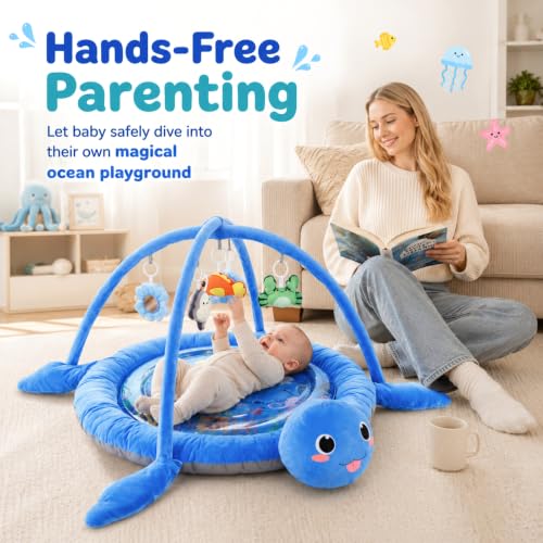 Turtle Baby Gym Play Mat, Baby Tummy Time Water Mat for Floor - Image 5