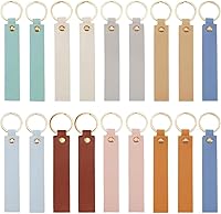 SUNNYCLUE 27Pcs Faux Leather Keychain Blanks 9 Colors 13.7cm PU Engraving Blanks Gold Key Rings DIY Crafts Stamping Gifts