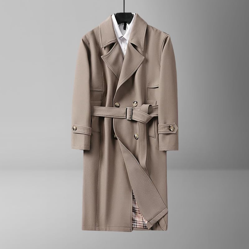 Gabardina larga clásica con doble botonadura y acabados de moda británica 4