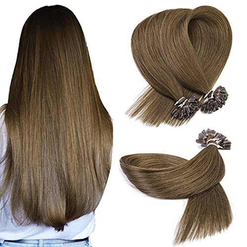 Neitsi® 25s/lot 1g/s Light Ash Brown 100% Remy Human Hair Nail U Tip Hair Extension (16inch, 8#)