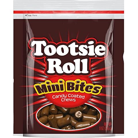 Tootsie Roll Mini Bites - Unwrapped Tootsie Rolls Covered in a Light Candy Shell - Snackable Tootsie Roll Midgees - 9 oz. Bag (Pack of 1) Cover