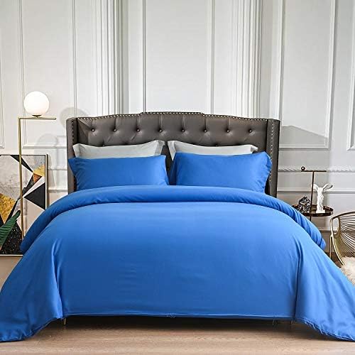 JÁCLER Full Size 3 Piece Duvet Cover Set - Duvet Cover with 2 Pillow Shams -Extra Soft -Easy Fit -Breathable, Wrinkle Free, Fade, Stain Resistant, Zipper Closure - Royal Blue