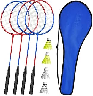 KH 2-4 Player Badminton Rackets Set,Lightweight & Sturdy,Racquets,Shuttlecocks & Carrying Bag Included