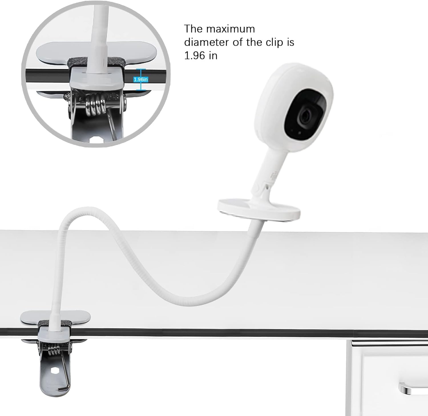 Flexible Baby Monitor Mount for Nanit Pro Smart Baby Monitor & Flex Stand |No Tools, No Wall Damage, Portable with 360° Angle Adjustment (clamp)