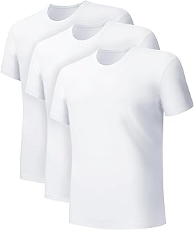 Men's Undershirts Micro Modal Ultra Soft T-Shirts Stretch Moisture-Wicking Crewneck/V-Neck Tees for Men, 3-Pack