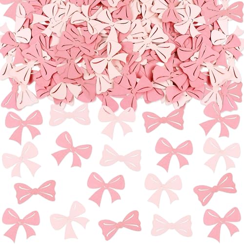 Image of 200Pcs Double-sided Pink Bows Confetti Bow Bowknot Table Decorations for Baby Shower Girls Coquette Birthday Party Decoration Bridal Shower Engagement Wedding Bachelorette Party Confetti Supplies