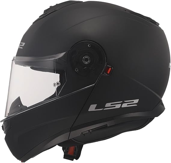 LS2 STROBE 2 Mat Siyah Kask, ECE 22.06 P/J Sertifikalı Profesyonel Çene Açılır Modüler Motosiklet Kaskı, KPA Kabuk, Dahili Güneş Vizörlü, Gözlük Uyumlu