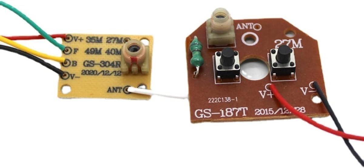Placa de control remoto de 4 vías de 27 MHz, transmisor y receptor RC bidireccional, accesorios de modelo de robot de coche para piezas de proyectos de bricolaje (control de 2 motores)