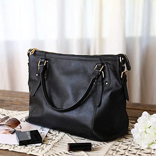 Kattee Genuine Leather Handbags Tote Shoulder Bag for Woman Satchel Designer Purse Top Handles Crossbody Bag Large Capacity - Thumbnail 6
