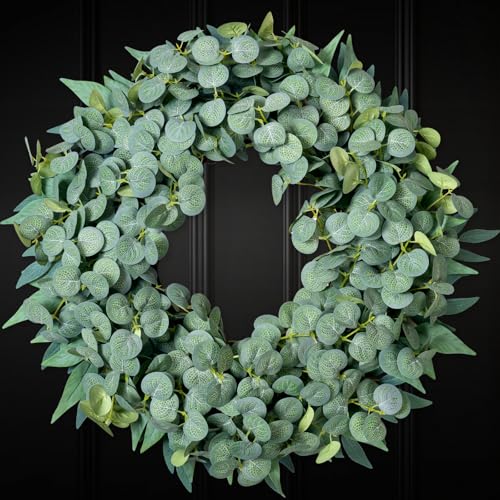 20" Eucalyptus Wreaths for Front Door Wall Porch, Silk Eucalyptus