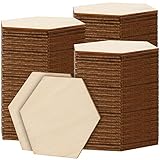 ZEONHAK 120 PCS 3 Inch Hexagon Wood Pieces, Wooden Hexagon, Hexagon Blank Unfinished Wood Slices for DIY Craft, Panting, Home Decorations, Wood Burning