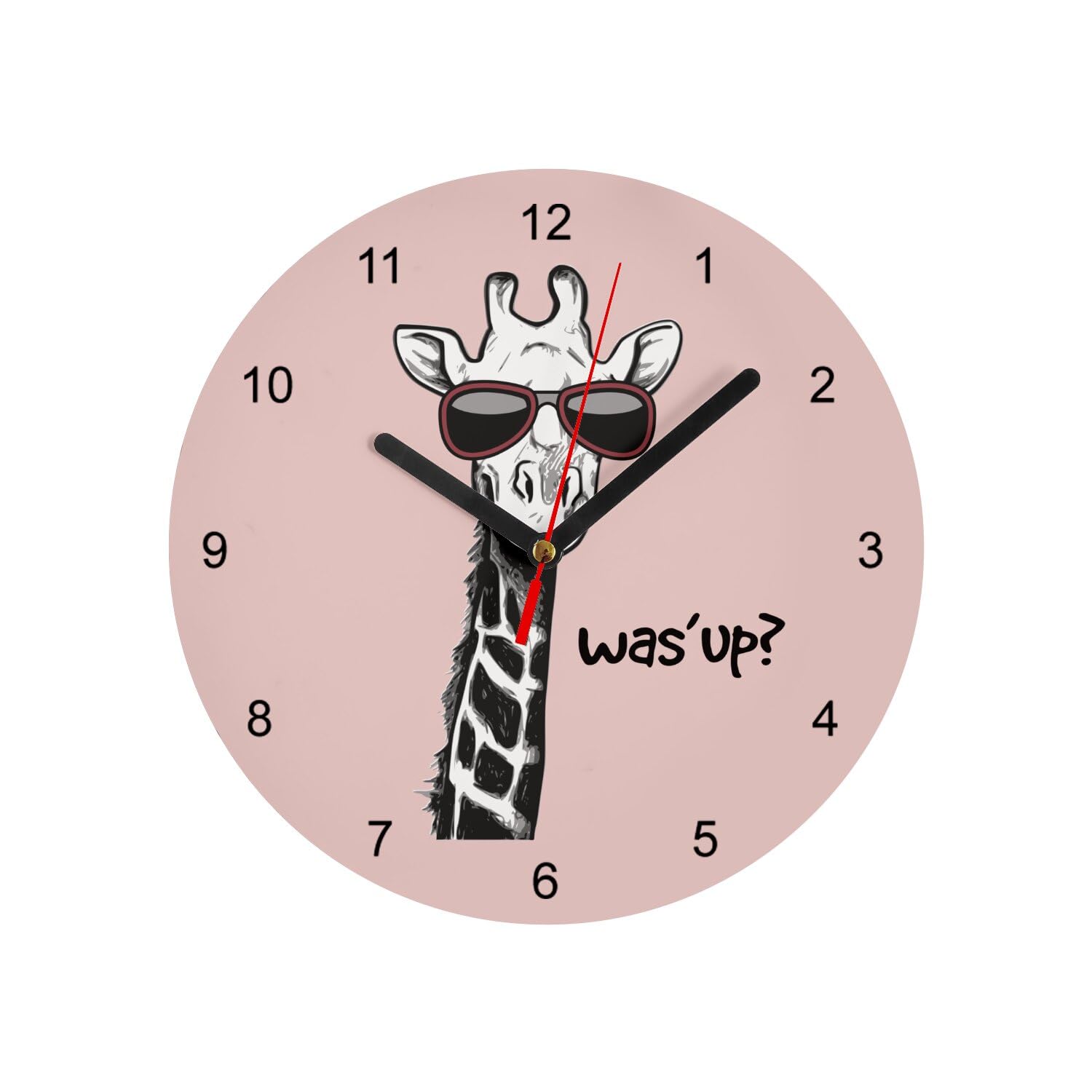 Horloge murale en verre avec girafe humour pour chambre ado