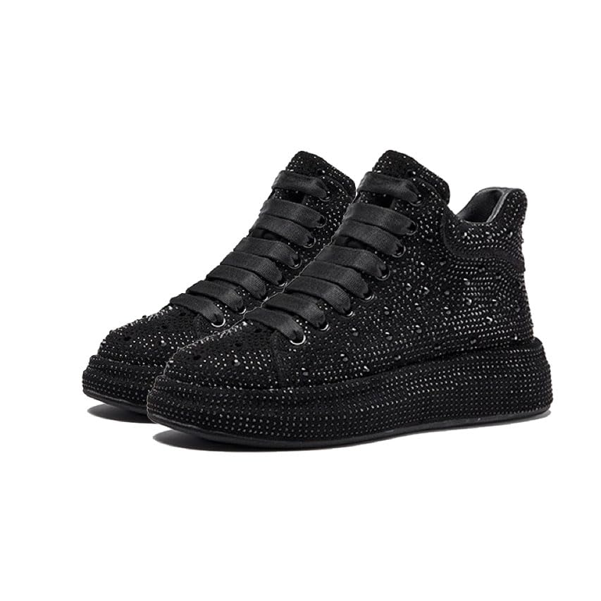 Women's High Top Fashion Sneakers Crystal Sneakers Glitter Wedding Bridal Shoes
