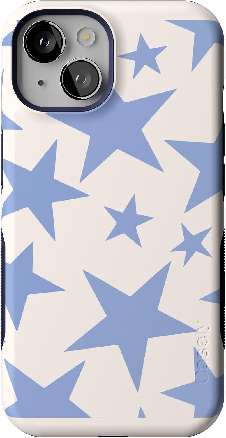 Casely iPhone 14 Case | Stars Align | Blue & White Stars | Bold Protective Design | Compatible with MagSafe