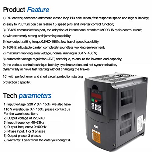 Rattmmotor Variable Frequency Drive 2.2Kw 220V Vfd Drive Inverter Frequency Converter Single Phase Input, 3 Phase Output For Vfd Water-Cooled Air-Cooled Spindle Motor Speed Control+Vfd Extension Cable #TOP1