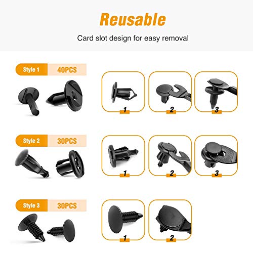 Image of GOOACC GRC-18 100PCS 7mm 8mm 10mm Nylon Push Expansion Screws Replacement Kit,Bumper Fastener Rivet Clips GM 21030249 Ford N807389S