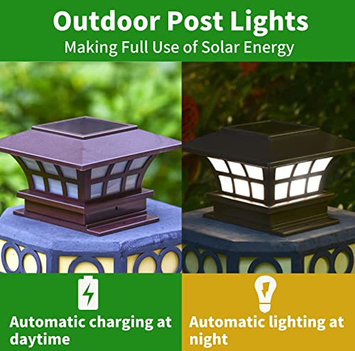 Kpl Solar Fence Post Lights, Solar Powered Post Cap Lights Waterproof Deck Stairs Garden Lights For 4 X 4, 5 X 5 Or 6 X 6 Post Base Decorative Lamp For Step Walkway Garden Porch Patio Garage #TOP3