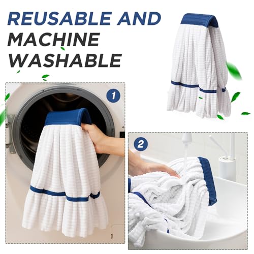 Image of Hushee 6 Pack Large Microfiber Tube Mop Heads 18 oz Heavy Duty Commercial Industrial Wet Mop Head Refill Reusable Machine Washable Looped End Mopheads for Hardwood, Tile, Laminate Floors (White)