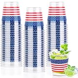 Taikula 60 Pcs 1.5oz Disposable Shot Glasses for July 4th, Red, White & Blue Plastic Shot Glasses Bulk, Memorial Day & Veterans Day Parties(60)
