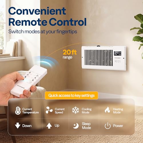 VIVOHOME 4" x 10" Register Booster Fan with Remote Control, Removable Dust-proof Mesh, Quiet 10-speed Vent Booster Fan, White by VIVOHOME - Image 6