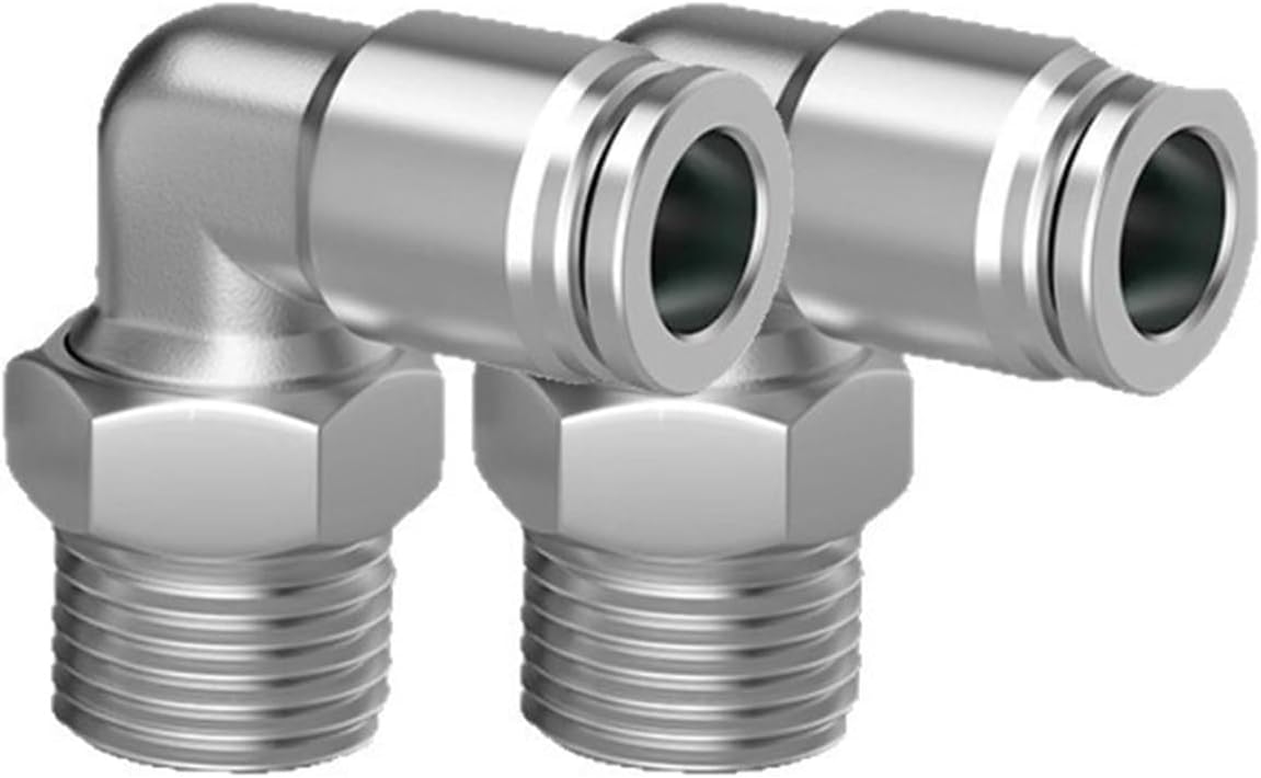304 Stainless Steel Quick-Plug Air Pipe Joint Pneumatic Quick Connector Pl8-02 Right-Angle Bend 2Pcs(Stainlesssteelpl10-02)