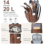 Shrrie 16 inch Vegan Leather Laptop Backpack with USB Charger,Smart Computer Backpack for Men and Women Business,Work,Office,College - Image 3