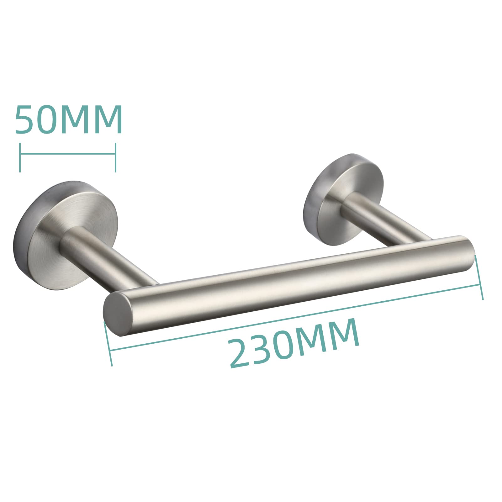 Tecmolog Toallero de Barra Pared Acero Inoxidable 23 cm Soporte Toallas con Taladro Níquel Cepillado, SBH242NA-2
