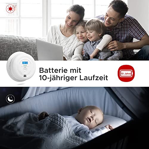 X-Sense Rauch- und Kohlenmonoxidmelder mit LCD-Anzeige und 10 Jahren Batterielebensdauer