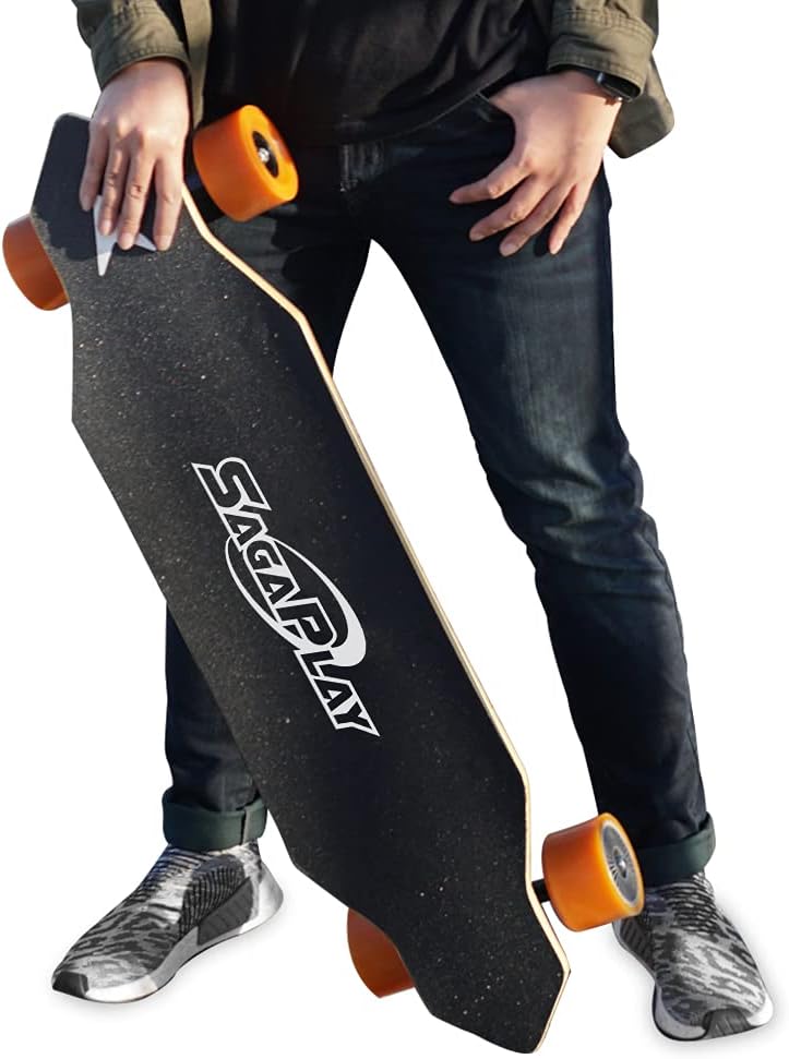 Electric Skateboard with Remote Control + Dual-Motor Smart Longboard Skateboards [7 Ply Bamboo Board, Part No. [SS-K02], Black] - Skate Board for Rider, Kids and Adults for Outdoor / School