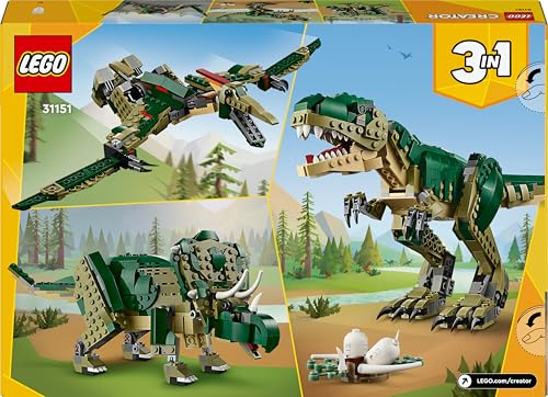 Creator 3 in 1 T. Rex, Dinosauro Giocattolo Trasformabile in 3 Modellini Snodabili come Triceratopo e Pterodattilo, Giochi per Bambini e Bambine da 9 Anni, Idea Regalo di Compleanno 31151 - Lego - Immagine 13