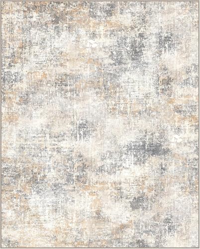 Tapis de cuisine lavable et terrasse beige gris moderne 120x170 cm