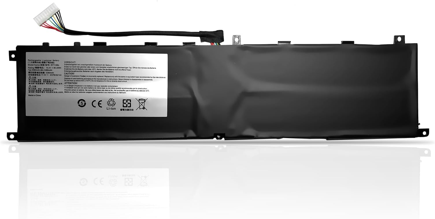 BTY-M6L Laptop Battery Replacement for MSI GS65 Stealth Thin 8RF 8RE 9RE PS42 8RB P65 Creator 8RD 8RE MS-16Q2 MS-16Q3 PS63 Modern 8RC GS75 8SG Series(15.2V 5380mAh 80.25Wh)