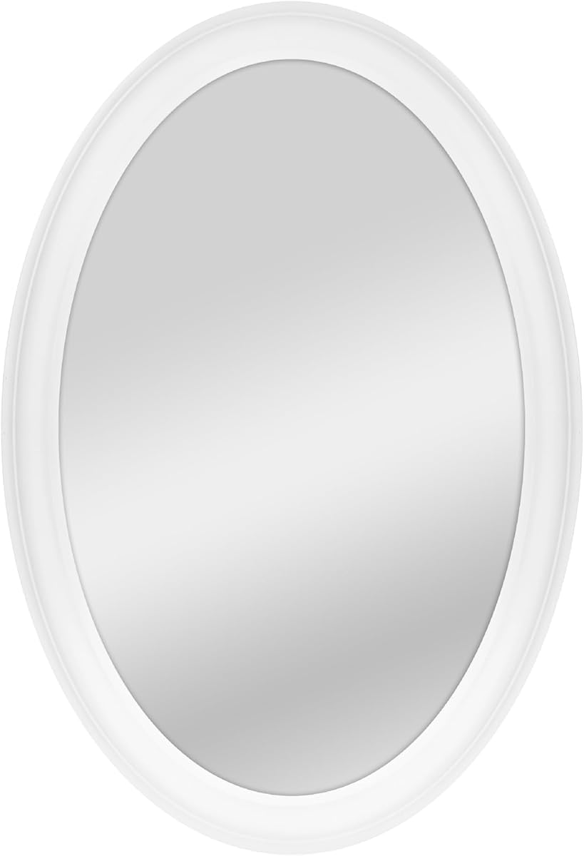 MCS 21x31 Large Wall Mirror, Classic White Oval Mirror, Vertical & Horizontal Wall Hanging Mirror for Bathroom, Bedroom & Livingroom