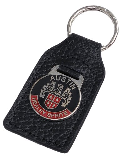 Triple-C Austin-Healey Sprite (Red) Leather and Enamel Key Ring Key Fob