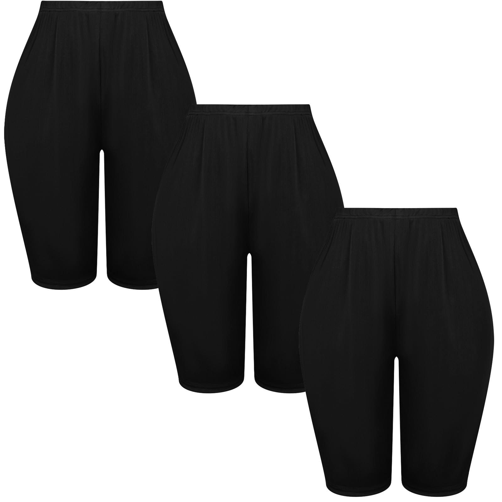 Chuarry 3 Pcs Women Active Biker Yoga Shorts 80s Neon Shiny Shorts High Waisted Stretchy Cycling Pants for Running Workout