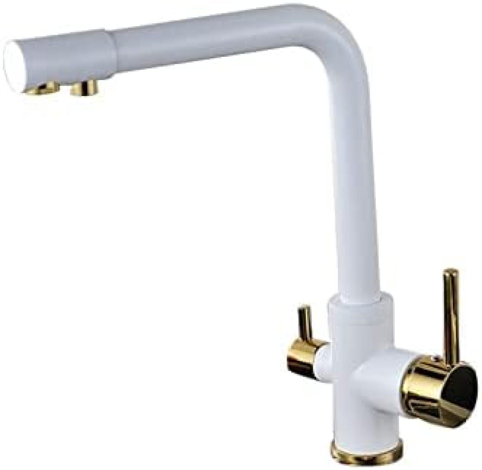 Dfghnbvc Yellow Faucets, Kitchen Faucets Filtered Faucet Brass Purifier Faucet Dual Sprayer Drinking Water Tap Sink Mixer Tap 3-Way 360 Swivel Deck Mounted