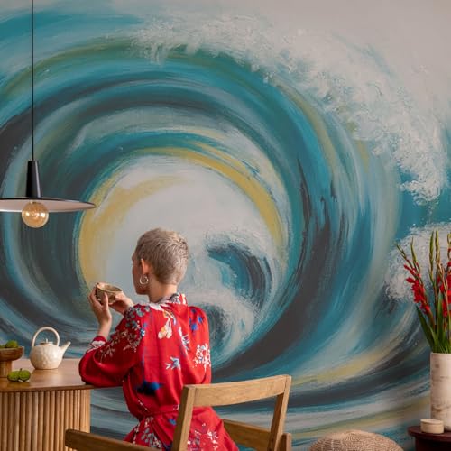 Papel Pintado Adhesivo para Renovar Paredes Con Manchas Fotomural Ola del Mar 4