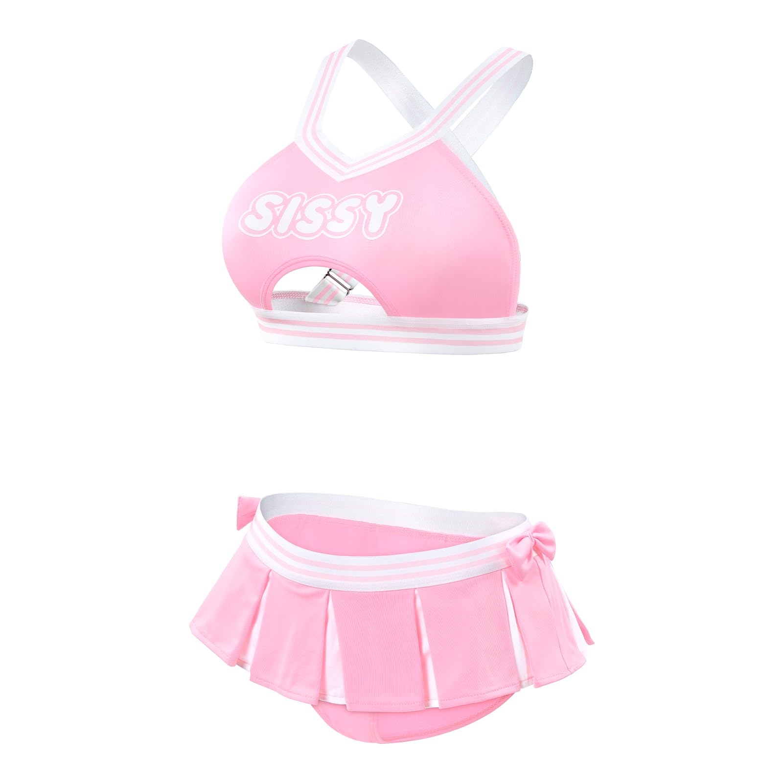 LittleForBig Unisex Schlafanzug-Set mit Kreuzträger-Oberteil (verstellbare Träger) und Slip-Höschen im Bralette-Design – Verfügbar in Hot Pink/Schwarz/Rosa