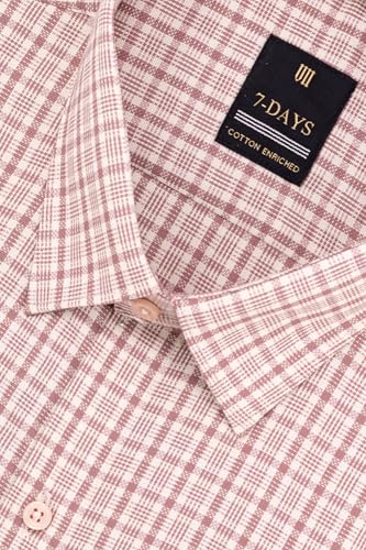Image of 7-DAYS Men's Premium Checks Formal Shirt - Cotton Rich, Regular Fit, Full Sleeve, with Pocket, Wrinkle Resistant - Stylish Office & Everyday Wear.