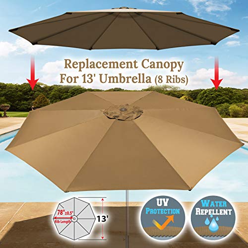 Benefitusa Umbrella Cover Canopy 13Ft 8 Rib Patio Replacement Top Outdoor-Tan #TOP1