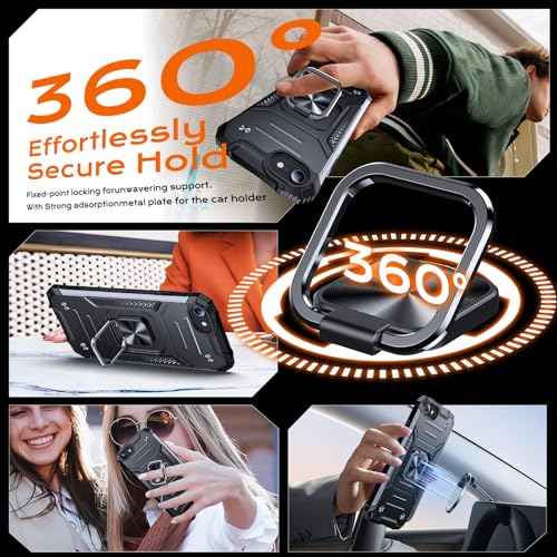Image of Anqrp Heavy Duty Case for iPhone 6 /7 /8 /SE /SE2 Case with Enhanced Ring Holder Grip Stand, Military Grade Shockproof Rugged Drop Protective Silicone Hard Slim iPhone SE Phone Case Cover, Matte Black
