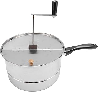 Popper de Palomitas de Maíz de Estufa, Fabricante de Palomitas de Maíz de Acero Inoxidable con Manivela de Mano,Olla de Palomitas de Maíz para Cocción de Inducción de Estufa de Gas