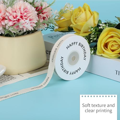 Baumwollband, 9,14m Geschenkverpackungsband Vintage Deko für Feiertags Party Geschenke Verpackungs Bastelbedarf (Happy Birthday Stil)