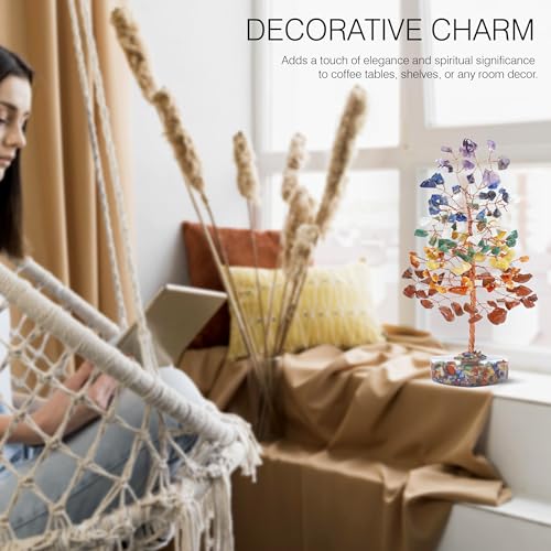 Image of Crocon 7 Chakra Heart Shape Base Crystals Tree, Birthday Gifts for Women | Healing Crystals Tree of Life, Positive Energy, Good Luck, Home Office Decor Gifts, Gift for Women - Sister Mom & Grandma