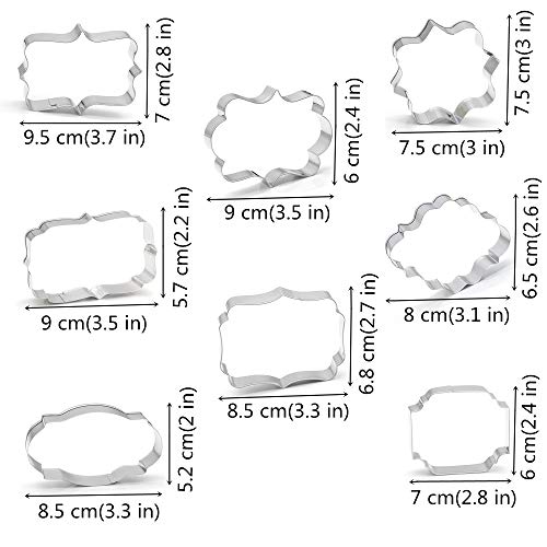 Fancy Plaque Cookie Cutters Set Of 8 Pcs, Stainless Steel Wedding Frames Shaped Fondant Cutter Molds Baking Diy #TOP1