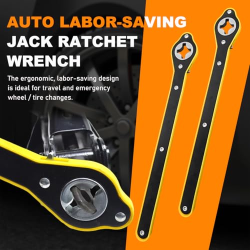 Image of povtii Car Jack Ratchet Wrench, 360 Degree Swivel Tire Wheel Jack Ratchet Wrench, Tire Wheel Jack Lift Speed Handle Tool Suitable for Vehicle SUV Truck, Universal Car Accessories