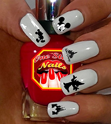 Black and White Mickey Waterslide Nail Decals by One Stop Nails V1A.