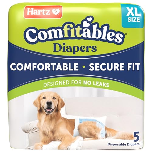 Image of Hartz Comfitables Disposable Dog Diapers, Size XL 5 count, Comfortable & Secure Fit, Easy to Put On, Super Absorbent Male and Female Diaper